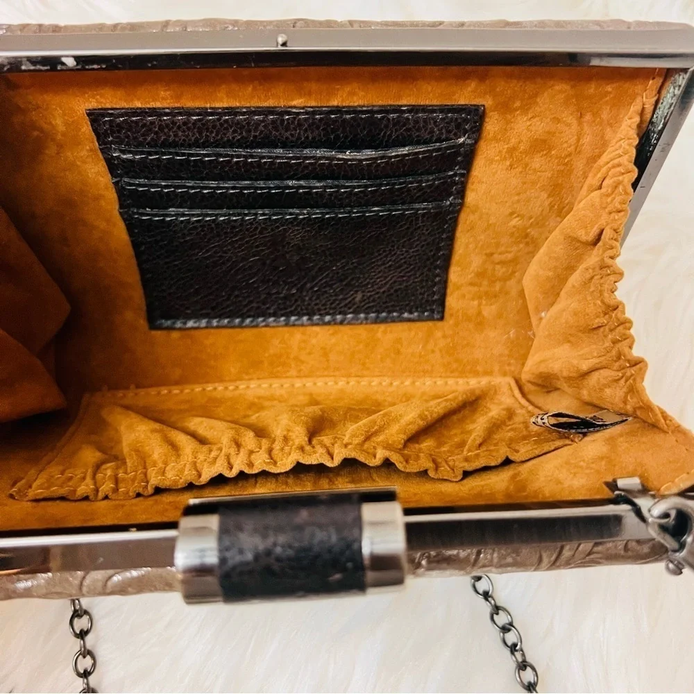 Patricia Nash Metallic Brown Embossed Clutch